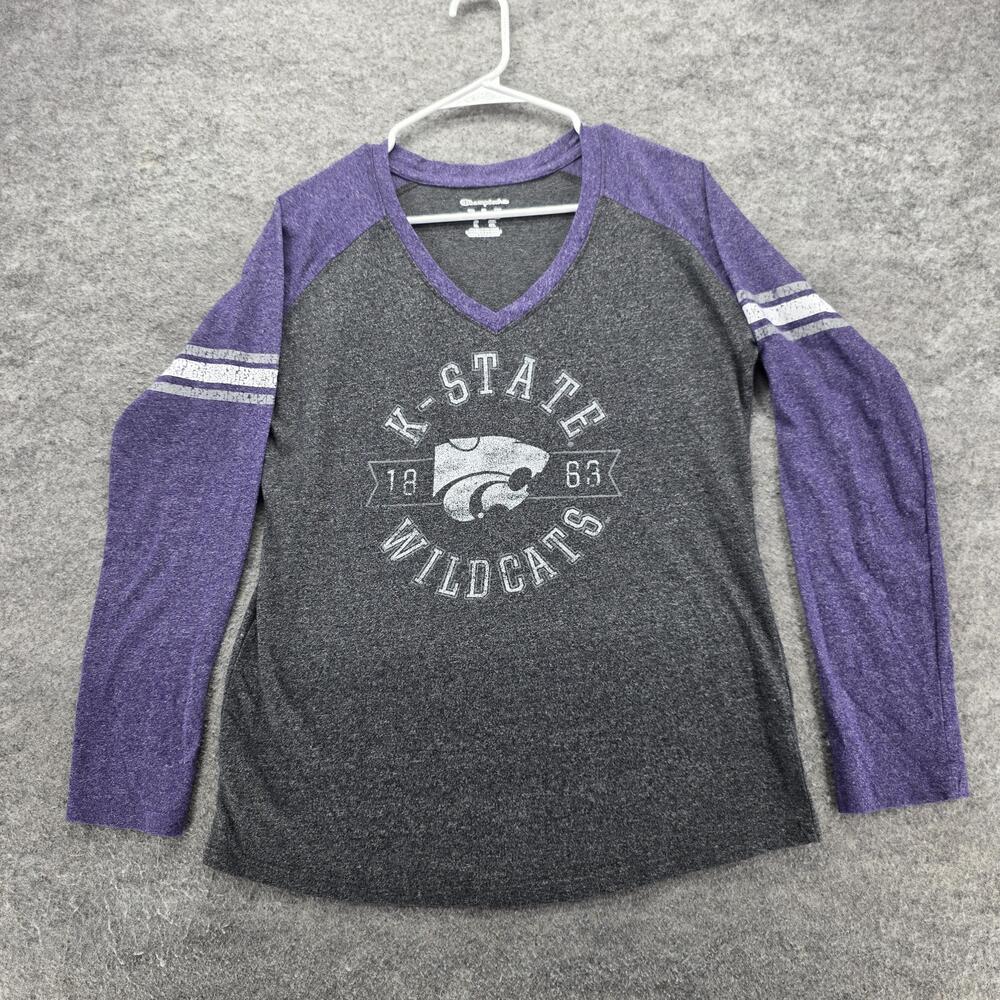 Kansas State Wildcats Shirt Womens XL Purple NCAA Champion Raglan Long Sleeve